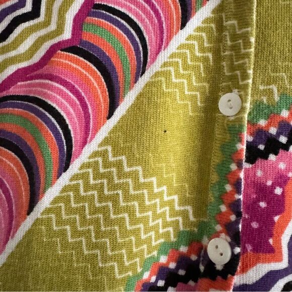 Joesph A. Pink & Green Abstract Print Button Front Cardigan Sweater Size Medium - Picture 6 of 6